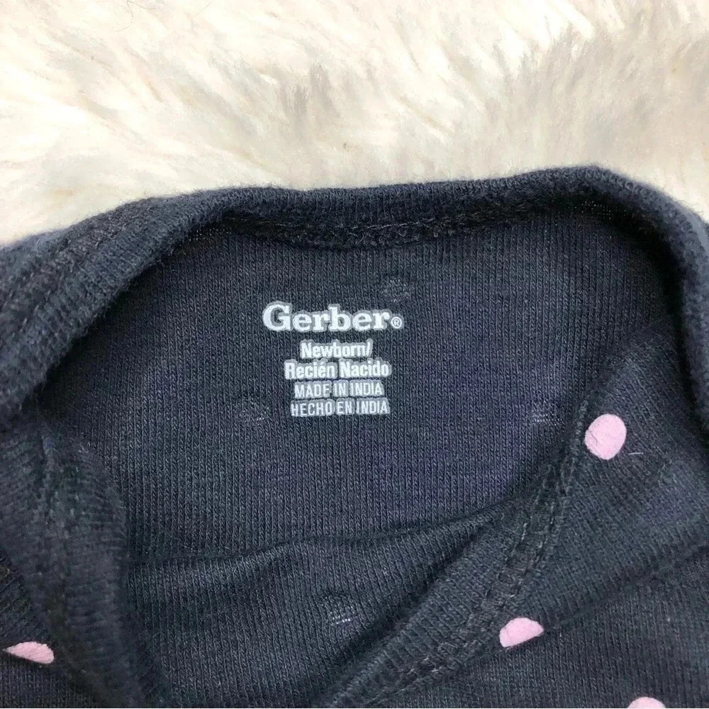 Gerber Onesie Diaper Shirt  Polka Dots Black / Pink Size Newborn - Picture 7 of 16